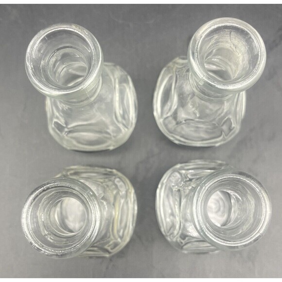 VTG LIBBEY Pinched Bud Vases Mini Clear Glass Bottle Decanters 3.5” Set of 4 - Picture 2 of 3